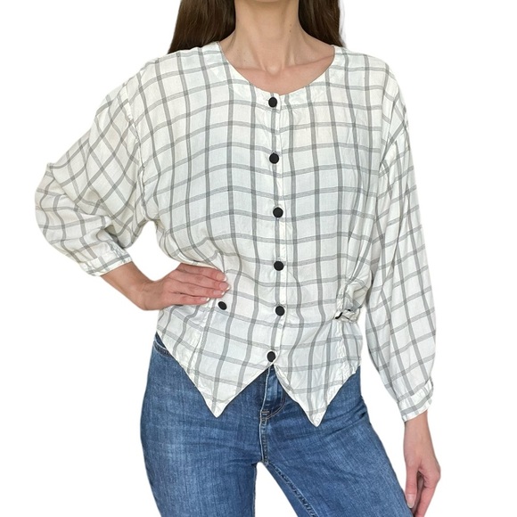Vintage Plaid Button-Up Blouse - Picture 2 of 5